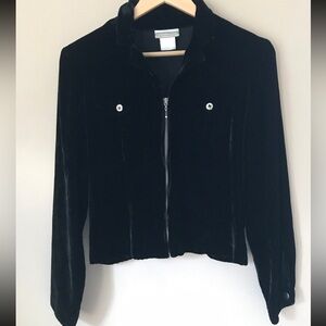 Coldwater Creek Black Velvet zipper Women's Jacket. Sz 10. Like new condition